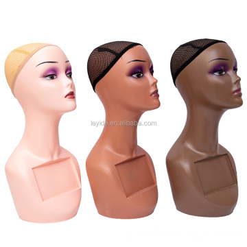 AliLeader Realistic Half Body Double Shoulder PVC Training Mannequin Heads for Display Wigs Hat Jewelry